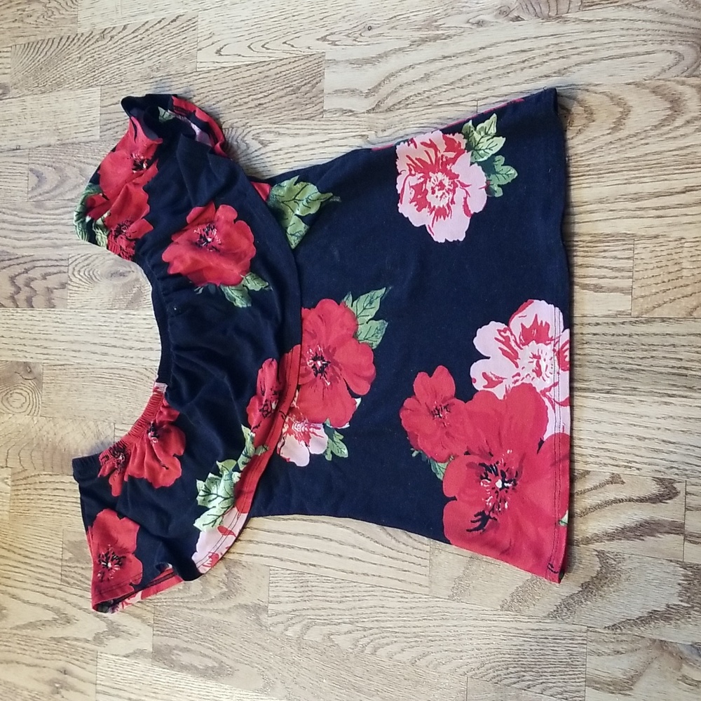 (S) Ardene Floral Print Cold Shoulder Top Fairycore Bohemian Trendy Streetwear